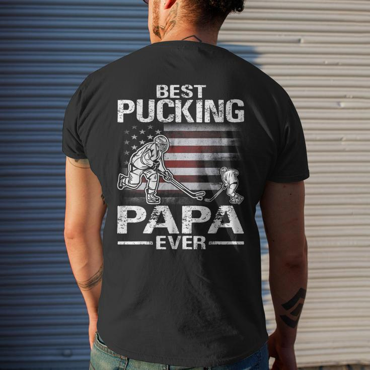 Best Pucking Papa Ever Hockey Fathers Day Gift Mens Back Print T-shirt Gifts for Him