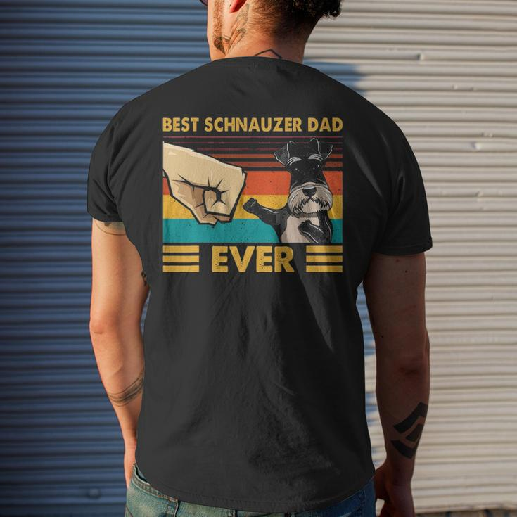 Best Schnauzer Dad Ever Vintage Pet Animal Dog Fist Bump Men's T-shirt Back Print Gifts for Him