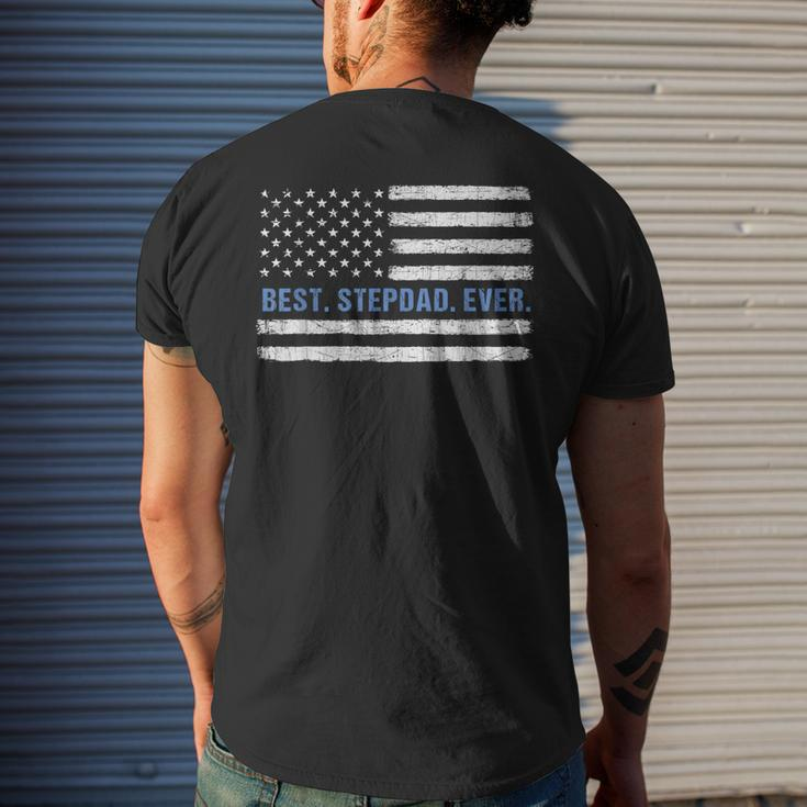 Best Stepdad Ever American Flag Patriotic Fathers Day Gift For Mens Mens Back Print T-shirt Gifts for Him