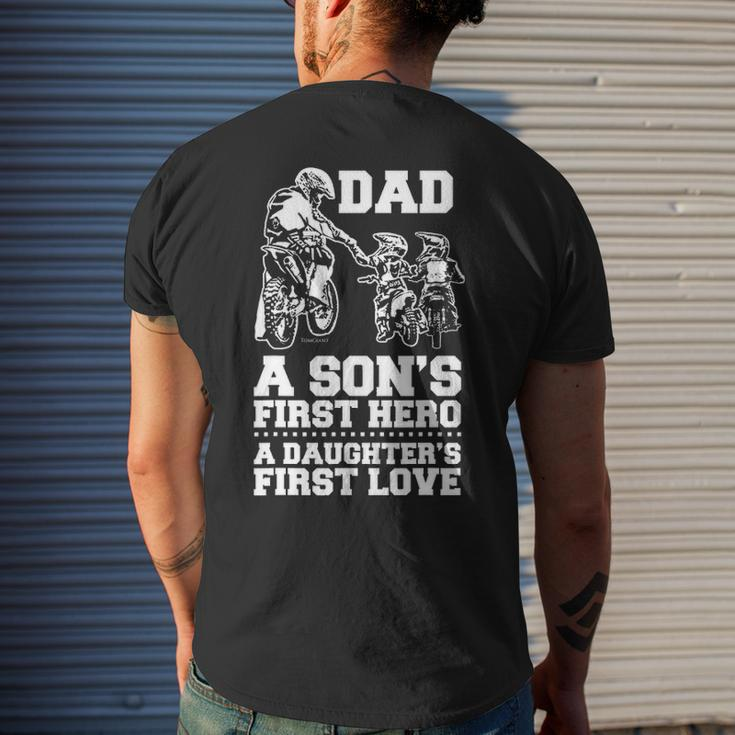 Bicer Dad Hero First Love Dirt Bike Rider Motocross Men's T-shirt Back Print Gifts for Him