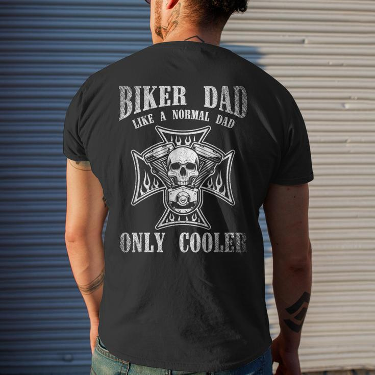 Biker Dad Like A Normal Dad Only Cooler Funny Dad Gift Biker Men's Crewneck Short Sleeve Back Print T-shirt Gifts for Him