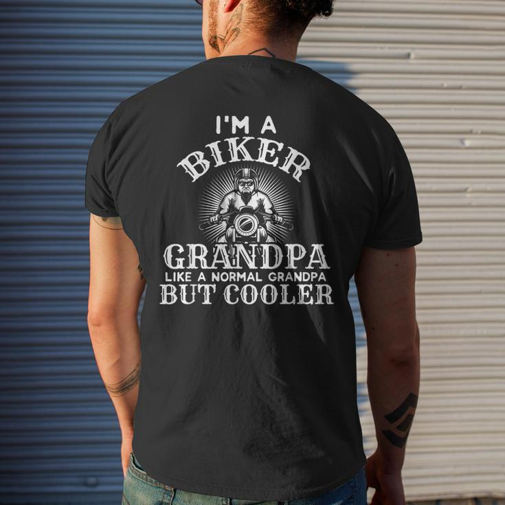 Biker Grandpa Family Tree Men's Back Print T-shirt Gifts for Him