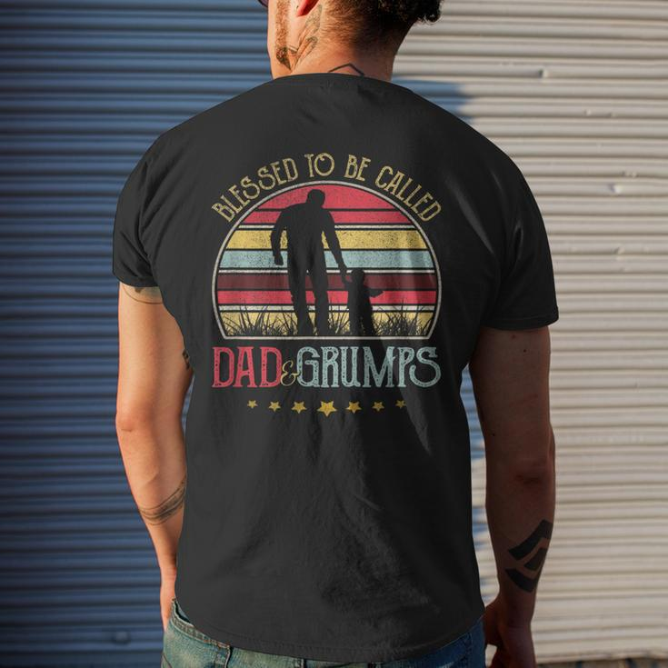 Blessed To Be Called Dad And Grumps Vintage Fathers Day Mens Back Print T-shirt Gifts for Him