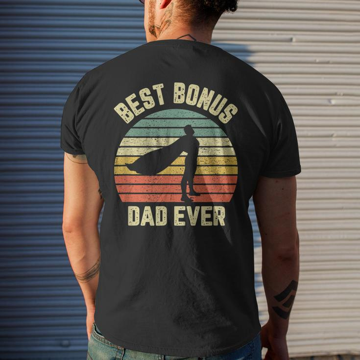 Bonus Dad Cool Retro Hero Best Bonus Dad Ever Men's Back Print T-shirt Gifts for Him