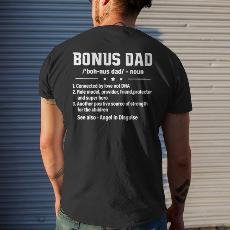 Bonus Dad Noun Connected By Love Not Dna Role Model Provider Men's Back Print T-shirt Gifts for Him