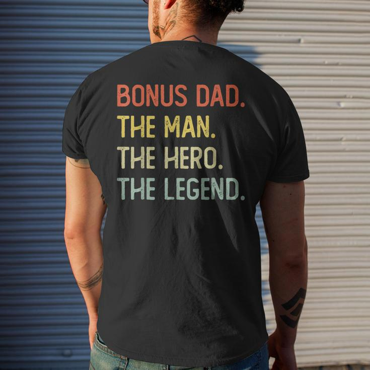 Bonus Dad The Man The Hero The Legend Mens Back Print T-shirt Gifts for Him