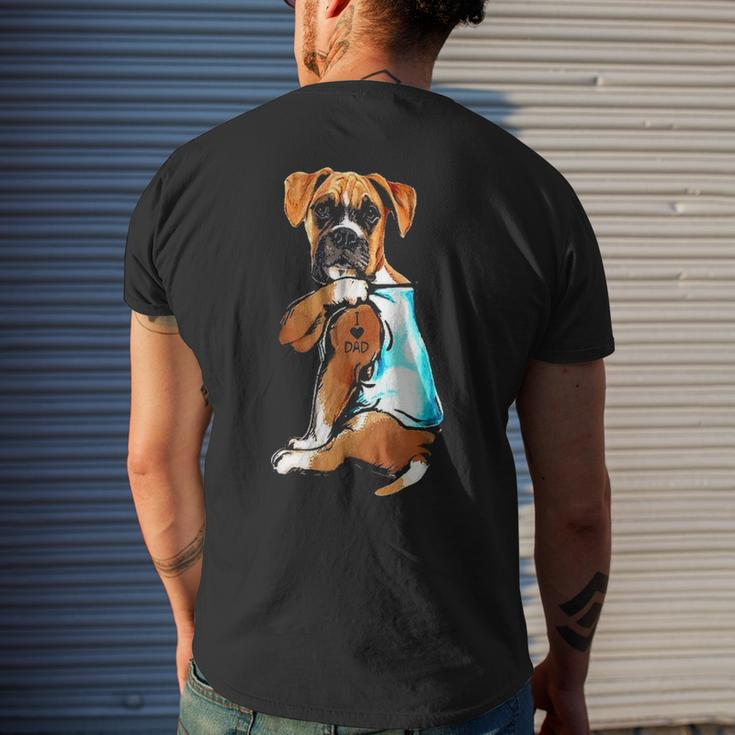 Boxer Dog I Love Dad Tattoo Boxer Lover Men's T-shirt Back Print Gifts for Him