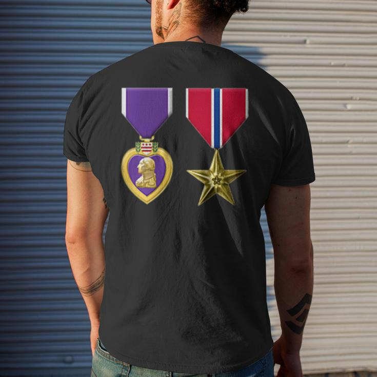 Bronze Star And Purple Heart Medal Military Personnel Award Mens Back Print T-shirt Gifts for Him