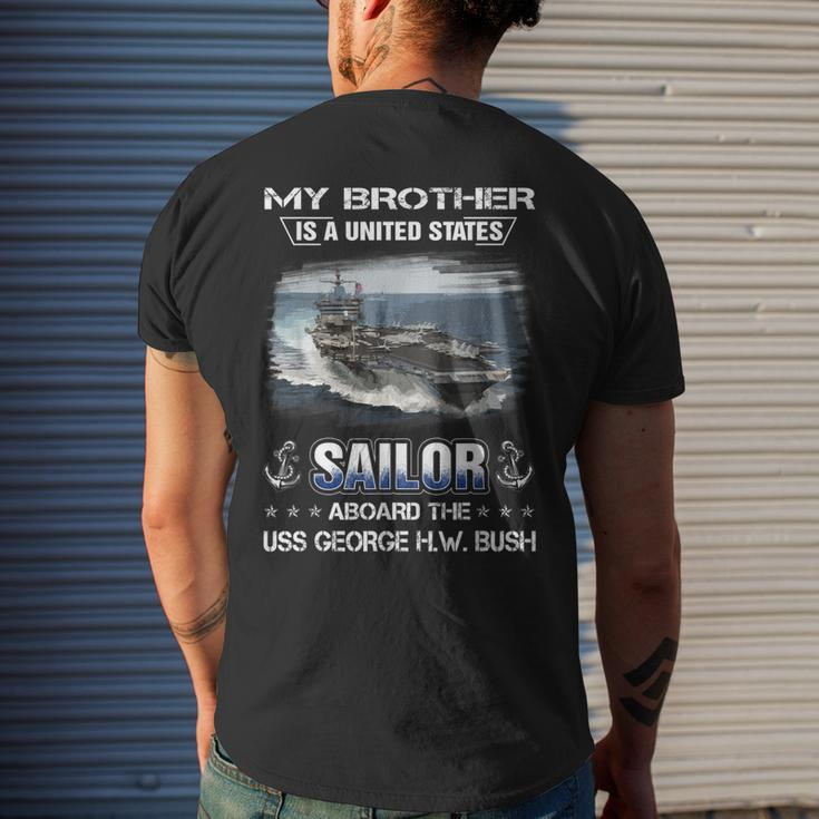 My Brother Is A Sailor Aboard The Uss George HW Bush Men's T-shirt Back Print Gifts for Him