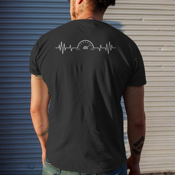 Car Speedometer Auto Mechanic Guys Heartbeat Men's Back Print T-shirt Gifts for Him