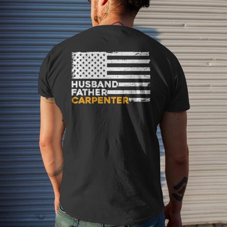 Carpenter Husband Father American Flag Fathers Day Men's T-shirt Back Print Gifts for Him