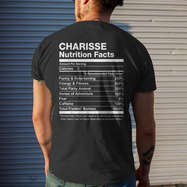 Charisse Nutrition Facts Name Named Funny Mens Back Print T-shirt Gifts for Him