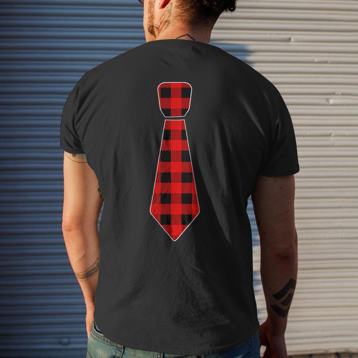 Christmas Gifts For Men Dad Family Buffalo Plaid Check Tie Mens Back Print T-shirt Gifts for Him