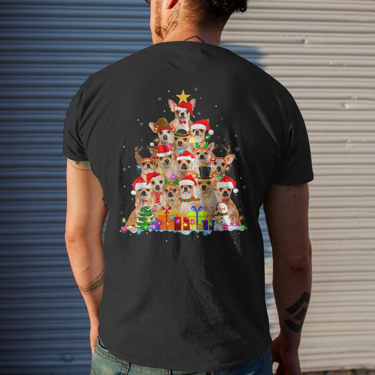Christmas Pajama Chihuahua Tree Xmas Dog Dad Mom Mens Back Print T-shirt Gifts for Him