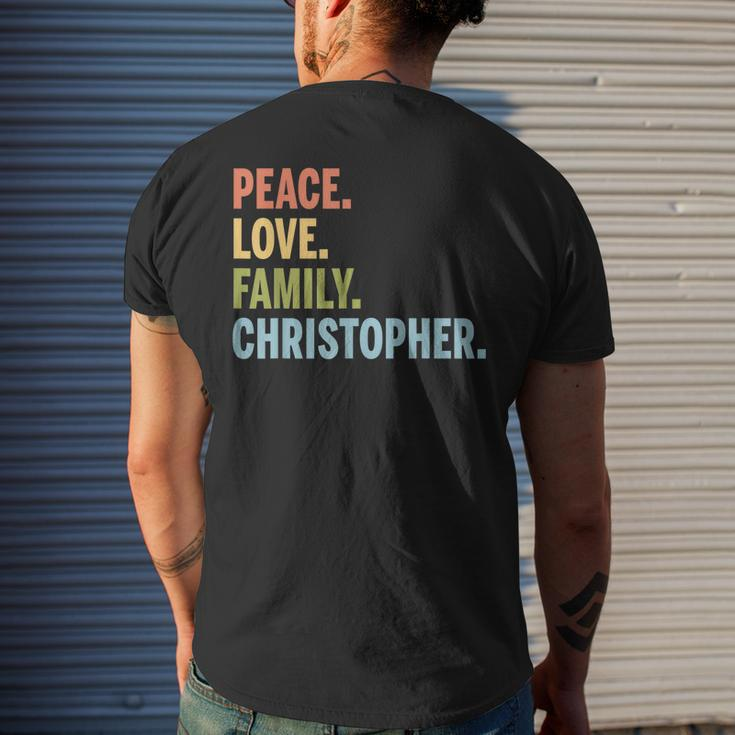 Christopher Last Name Peace Love Family Matching Mens Back Print T-shirt Gifts for Him