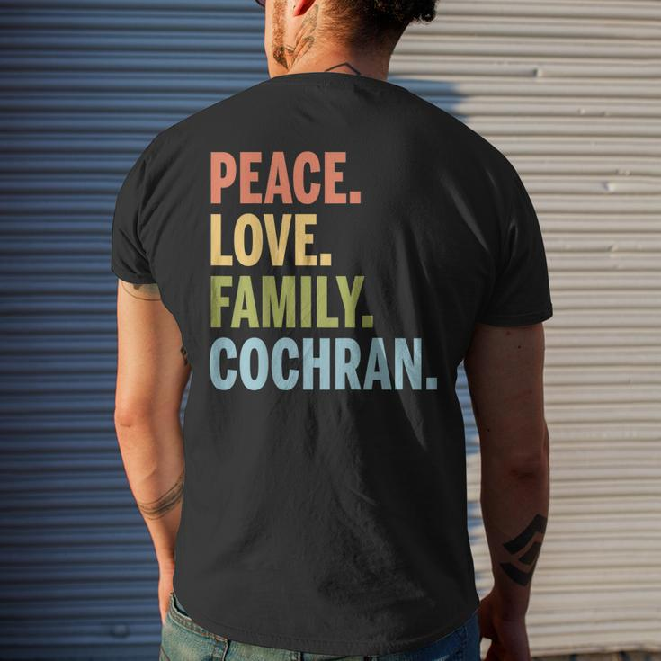 Cochran Last Name Peace Love Family Matching Mens Back Print T-shirt Gifts for Him