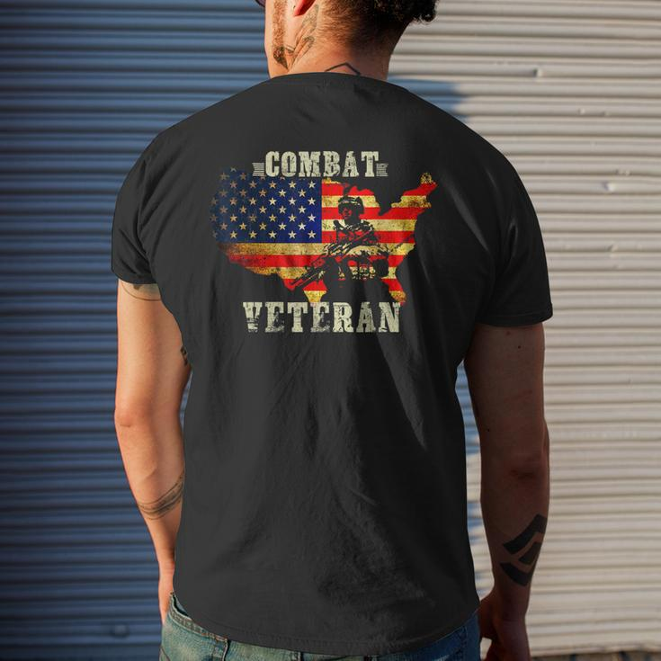 Combat Veteran Proud American Soldier Military Army Gift Mens Back Print T-shirt Gifts for Him