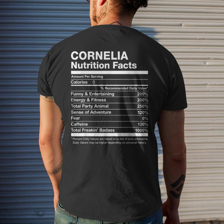 Cornelia Nutrition Facts Name Named Funny Mens Back Print T-shirt Gifts for Him