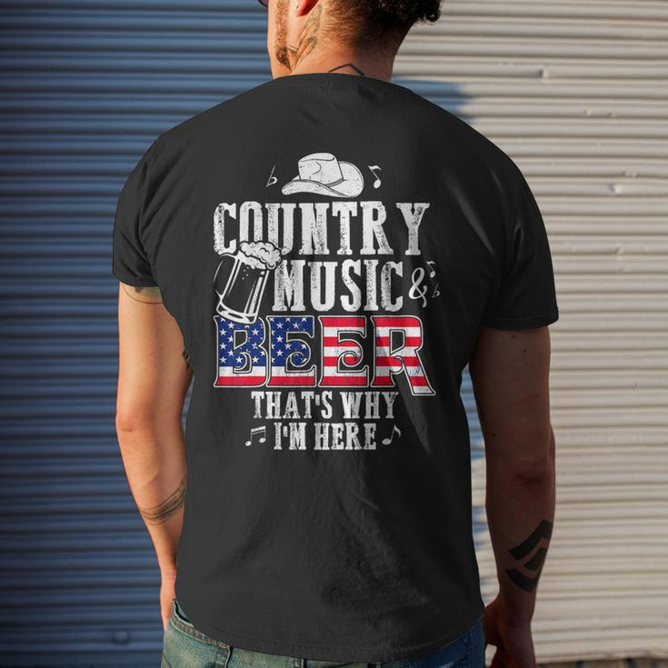 Country Music And Beer Thats Why Im Here Men's Back Print T-shirt Gifts for Him