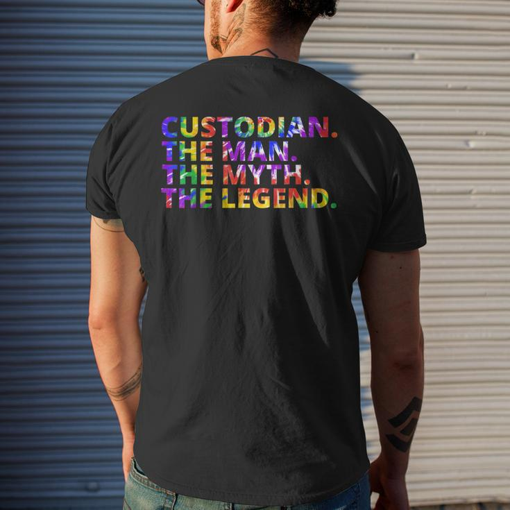 Custodian The Man The Myth The Legend Tie Dye Back To School Mens Back Print T-shirt Gifts for Him