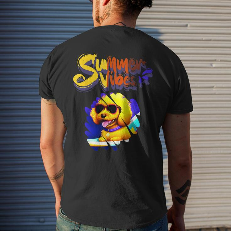 Cute Golden Retriever Summer Vibes Dog Wearing Glasses Men's Back Print T-shirt Gifts for Him