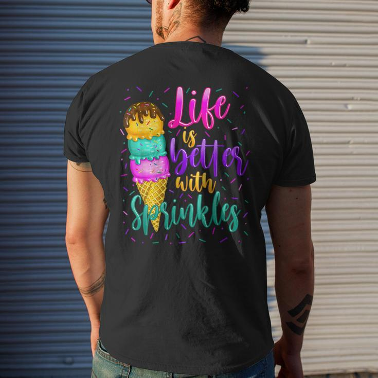 Cute Sweet Ice Cream Lover Sprinkle Life Love Men's Back Print T-shirt Gifts for Him