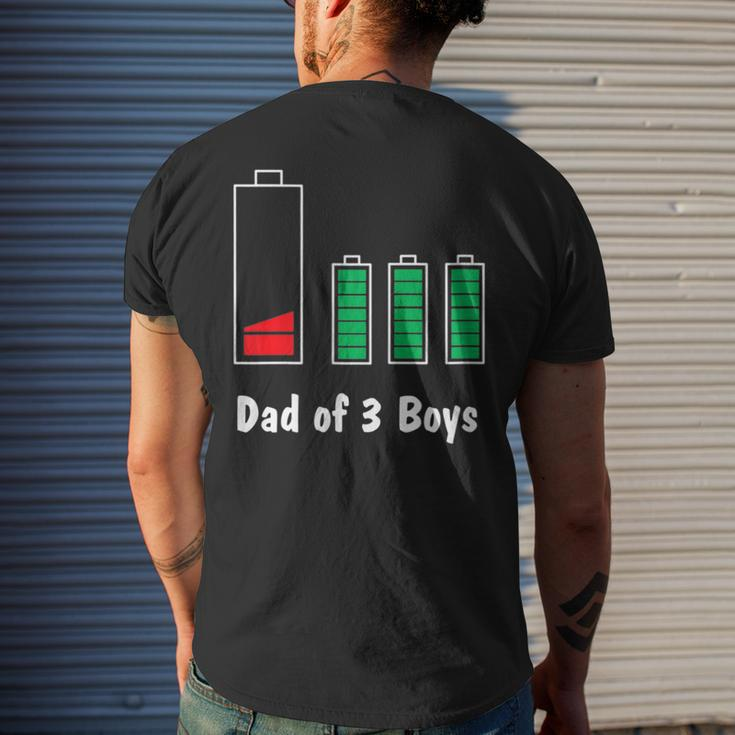 Dad Of 3 Boys Froms Son Fathers Day Low Battery Classic Men's Back Print T-shirt Gifts for Him