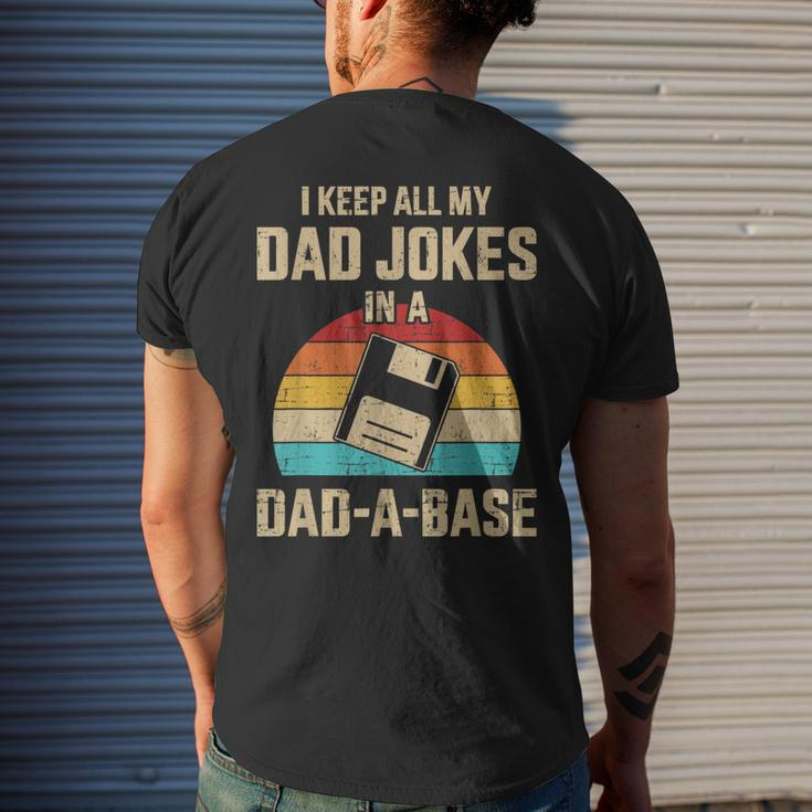 Mens Dad Jokes In Dad-A-Base Vintage For Fathers Day Men's T-shirt Back Print Gifts for Him