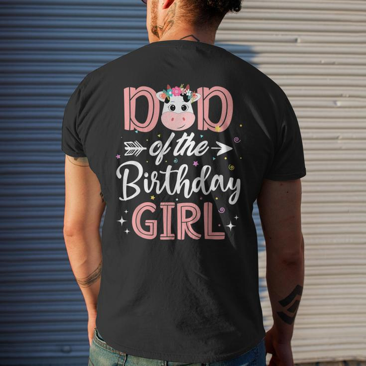 Dad Of The Birthday Girl Cow Farm Birthday Party Daddy Papa Mens Back Print T-shirt Gifts for Him