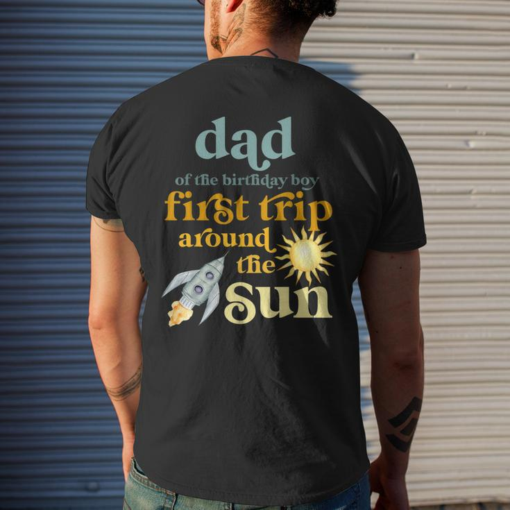 Mens Dad Outer Space 1St Birthday First Trip Around The Sun Baby Men's T-shirt Back Print Gifts for Him