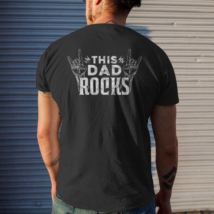 Mens This Dad Rocks Rock N Roll Heavy Metal Fathers Day Men's T-shirt Back Print Gifts for Him