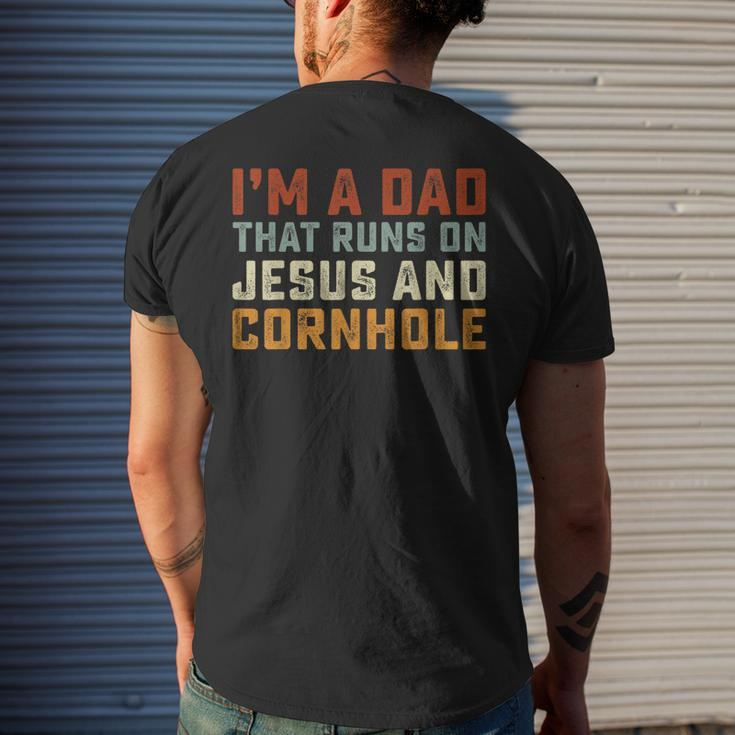 Im A Dad That Runs On Jesus Cornhole Christian Vintage Men's T-shirt Back Print Gifts for Him