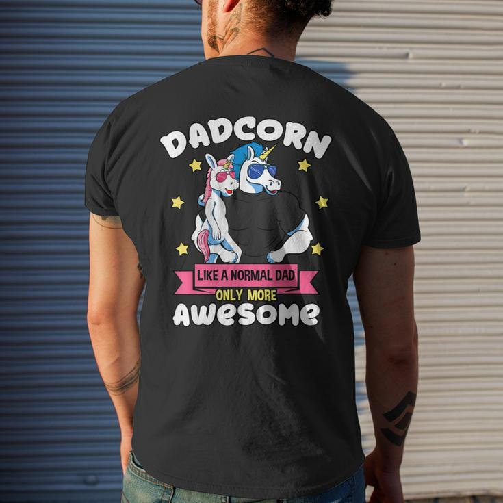 Dadcorn 1 Kid Fathers Day Dad Unicorn Daughter Girl Men's Back Print T-shirt Gifts for Him