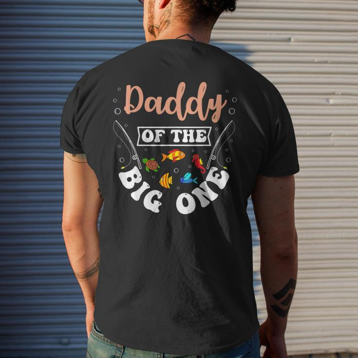 Daddy Of The Big One Fishing Birthday Party Bday Celebration Men's Back Print T-shirt Gifts for Him