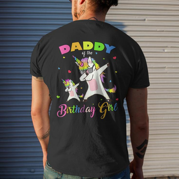 Daddy Of The Birthday Girl Dabbing Unicorn Princess And Dad Men's Back Print T-shirt Gifts for Him