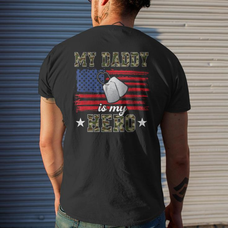 My Daddy Is My Hero Military Dad American Flag Army Proud Ar Men's T-shirt Back Print Gifts for Him