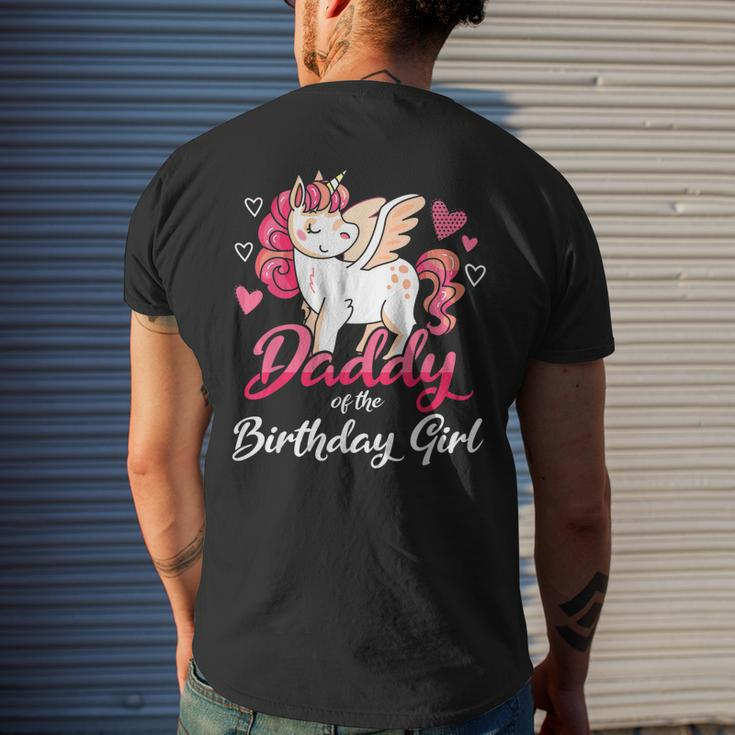 Daddy Of The Birthday Girl Father Gifts Unicorn Birthday Mens Back Print T-shirt Gifts for Him