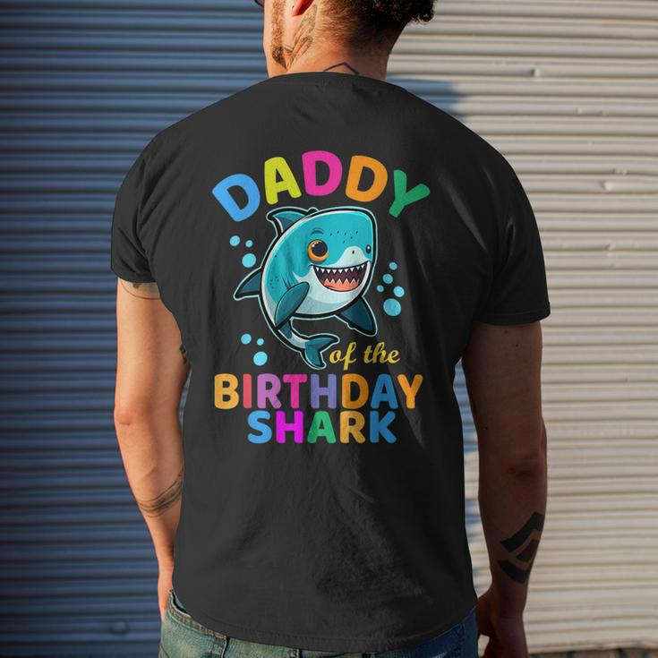Daddy Of The Shark Birthday Dad Matching Family Bday Mens Back Print T-shirt Gifts for Him