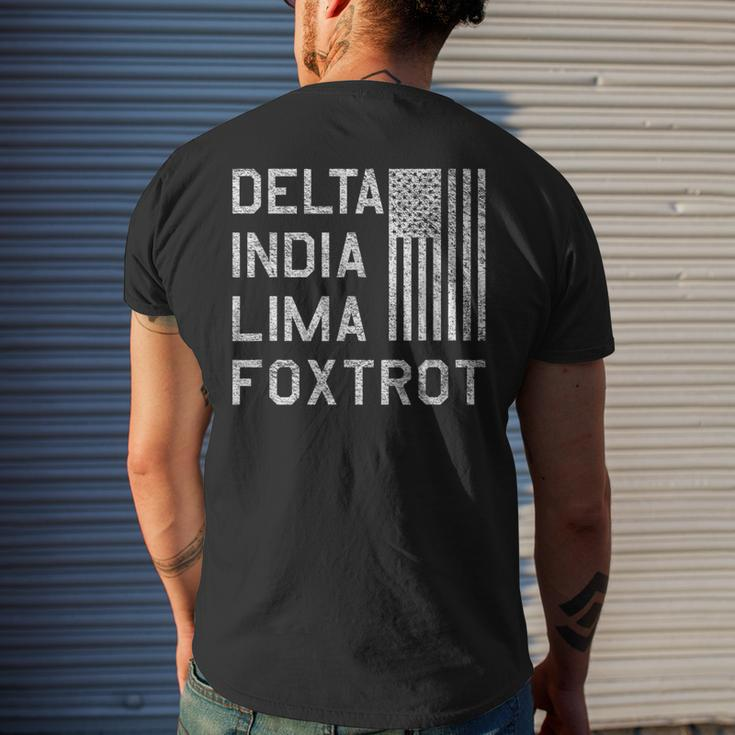 Dilf Delta India Lima Foxtrot Us Flag American Patriot Men's Back Print T-shirt Gifts for Him