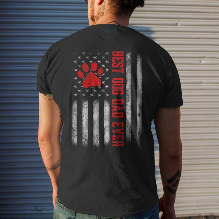 Distressed Us Flag Best Dog Dad Ever Best Father Papa Mens Back Print T-shirt Gifts for Him