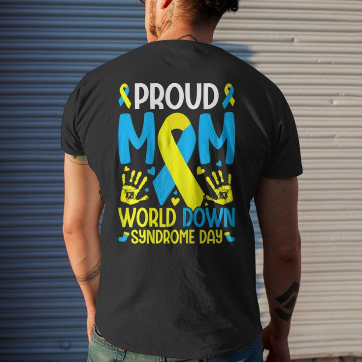 Womens Down Syndrome Mom Ribbon World Down Syndrome Awareness Day Men's Back Print T-shirt Gifts for Him