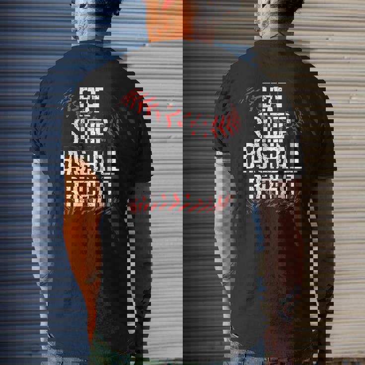 Eat Sleep Baseball Repeat Player Baseball Men's Back Print T-shirt Gifts for Him Eat Sleep Baseball Repeat Player Baseball Men's Back Print T-shirt Gifts for Him