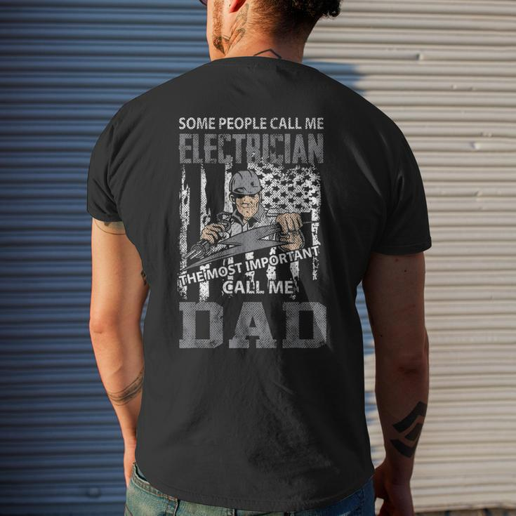 Electrician Dad Fathers Day Daddy Men Dad Men's T-shirt Back Print Gifts for Him