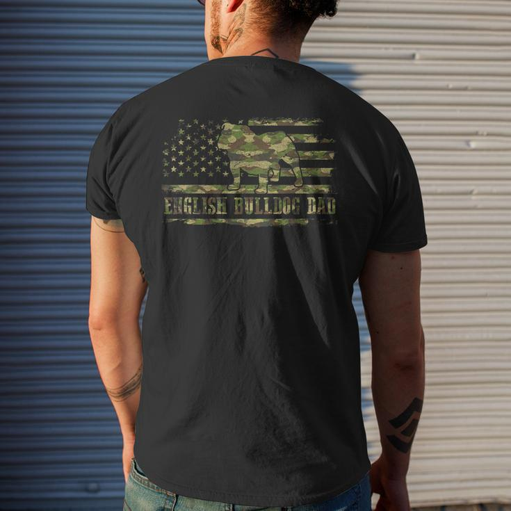 English Bulldog Dad Camouflage American Flag Patriotic Dog Gift For Mens Mens Back Print T-shirt Gifts for Him