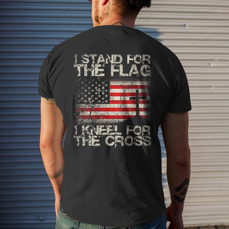 Epic I Stand For The Flag I Kneel For The Cross Military Mens Back Print T-shirt Gifts for Him