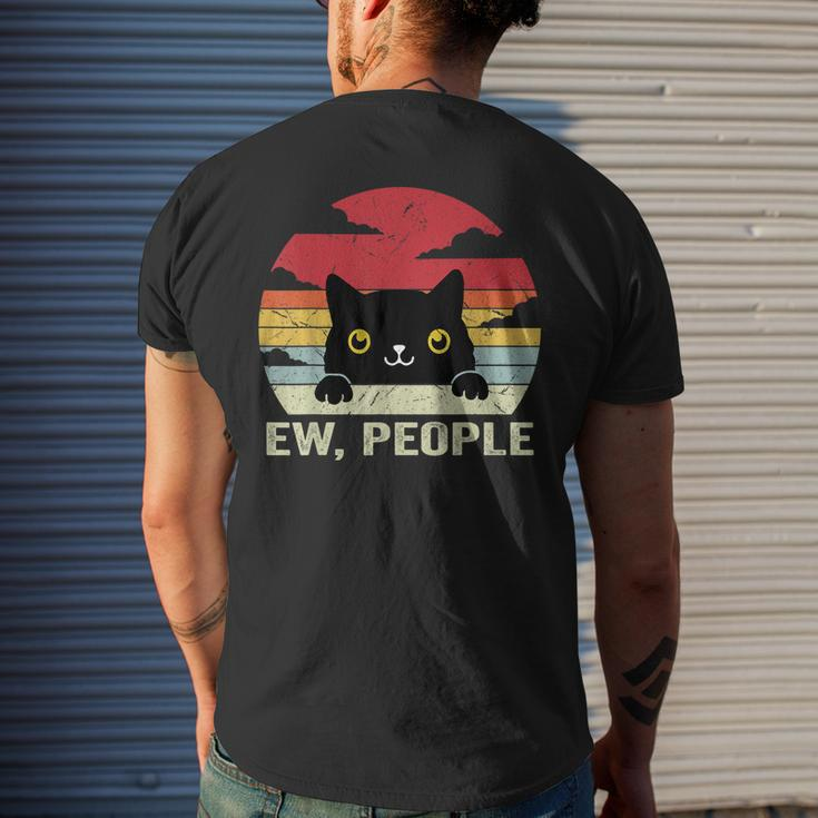 Ew People Vintage Black Cat For Cat Lover Cat Mom Cat Dad Men's T-shirt Back Print Gifts for Him