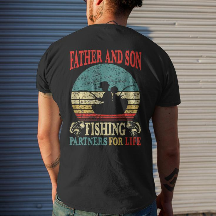 Father Son Fishing Partners For Life Vintage Dad Matching Men's T-shirt Back Print Gifts for Him