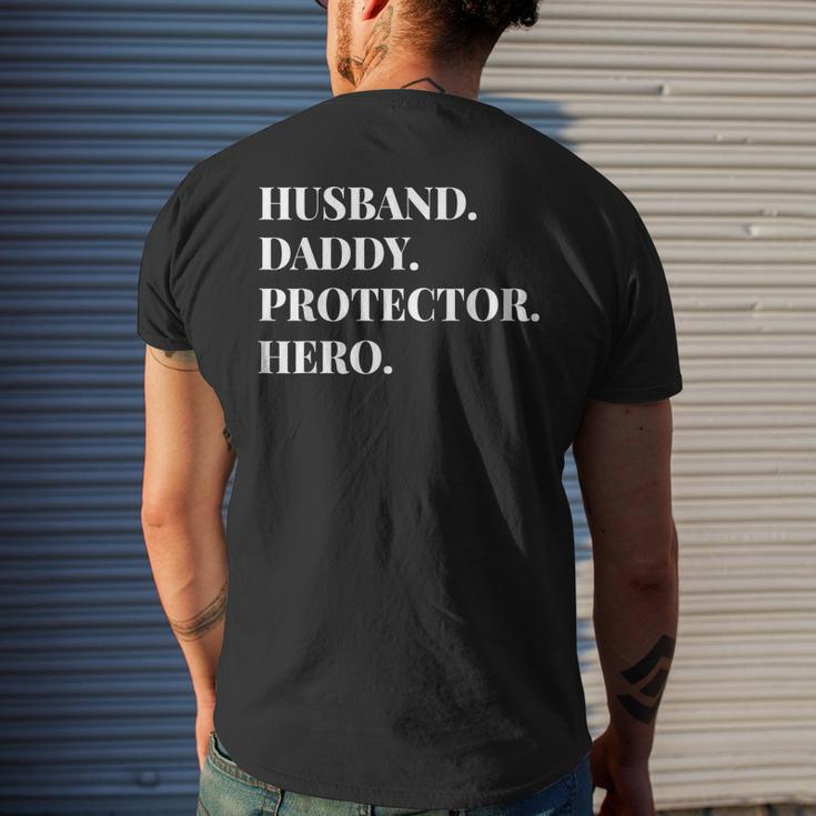 Fathers Day Husband Daddy Protector Hero Dad Men's Back Print T-shirt Gifts for Him