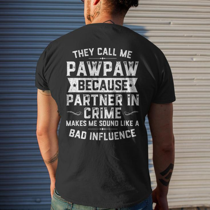 Mens Fathers Day They Call Me Pawpaw Because Partner In Crime Men's T-shirt Back Print Gifts for Him