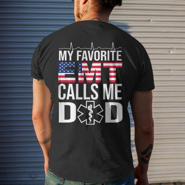 My Favorite Emt Calls Me Dad Fathers Day Men's T-shirt Back Print Gifts for Him